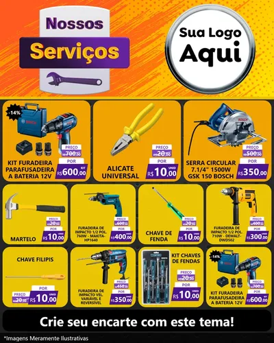 Modelo de Rede Social para Feed Instagram com o tema Nossos Serviços para Maquinas e Ferramentas