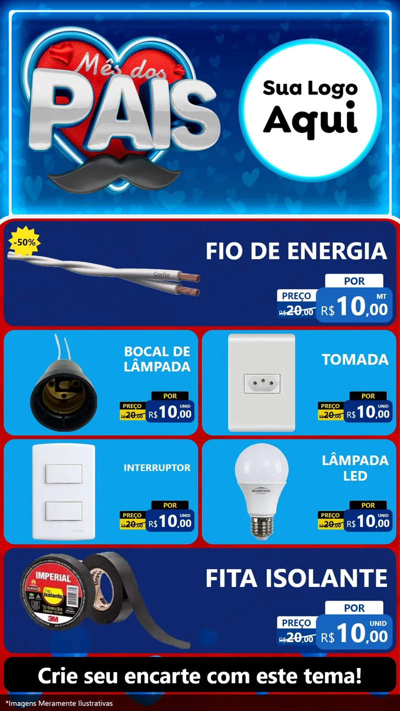 Modelo de TV para TV Vertical com o tema Mês Dos Pais para Materiais Elétricos