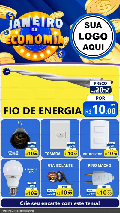 Modelo de Rede Social para Stories com o tema Janeiro da Economia para Materiais Elétricos
