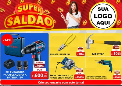 Modelo de Encarte para Encarte A4 Horizontal com o tema Super Saldão para Maquinas e Ferramentas
