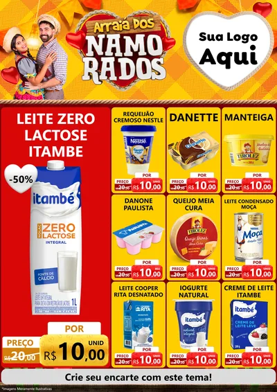 Modelo de Encarte para Encarte A4 Vertical com o tema Arraiá dos Namorados para Frios e Laticínios