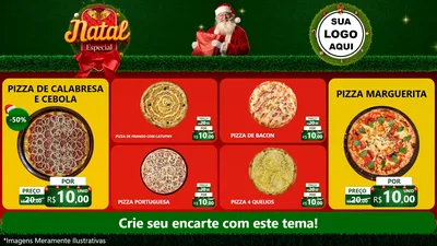Modelo de TV para TV Horizontal com o tema Natal Especial para Pizzaria