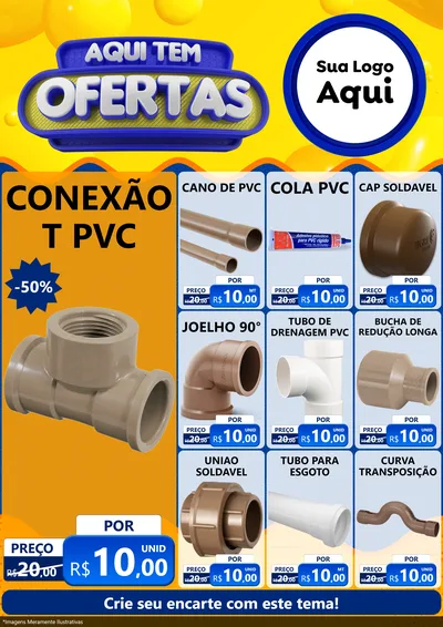 Modelo de Encarte para Encarte A4 Vertical com o tema Aqui Tem Ofertas para Tubos e conexões
