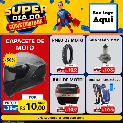 Modelo de Rede Social para Feed Facebook com o tema Super Dia do Consumidor para Moto peças
