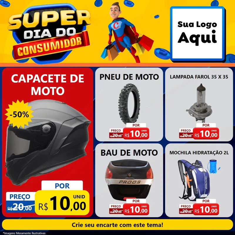 Modelo de Rede Social para Feed Facebook com o tema Super Dia do Consumidor para Moto peças