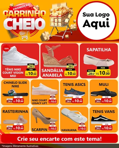Modelo de Rede Social para Feed Instagram com o tema Promoção carrinho cheio para Calçados