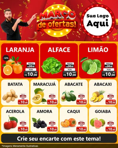Modelo de Rede Social para Feed Instagram com o tema Março de Ofertas! para Hortifrúti