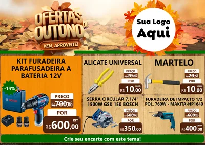 Modelo de Encarte para Encarte A4 Horizontal com o tema Ofertas de Outono - Vem, Aproveite! para Maquinas e Ferramentas