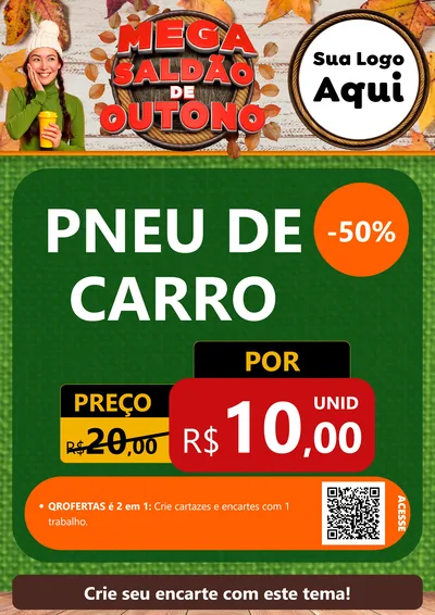 Modelo de Cartaz para Cartaz A4 Vertical com o tema Mega Saldão de Outono para Auto peças