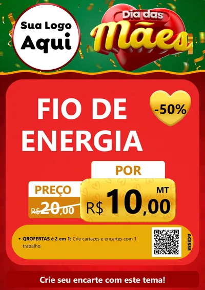 Modelo de Cartaz para Cartaz A4 Vertical com o tema Dia das Mães para Materiais Elétricos