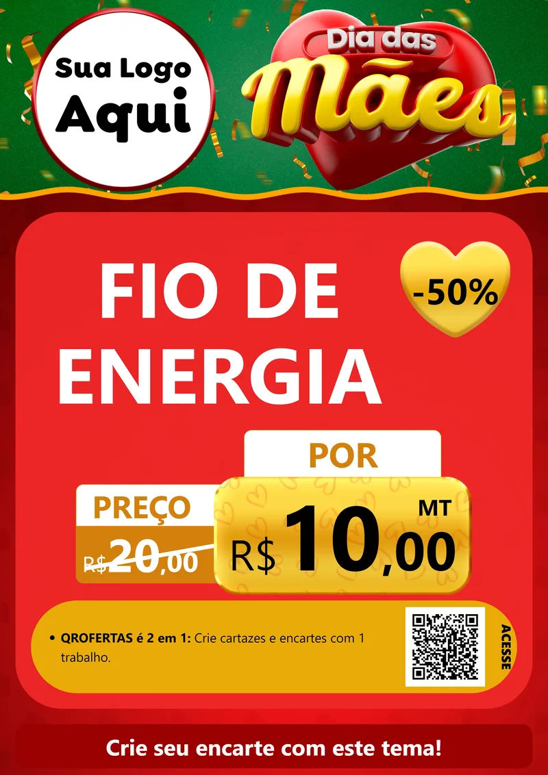 Modelo de Cartaz para Cartaz A4 Vertical com o tema Dia das Mães para Materiais Elétricos