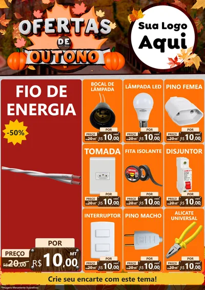 Modelo de Encarte para Encarte A4 Vertical com o tema Ofertas de Outono para Materiais Elétricos