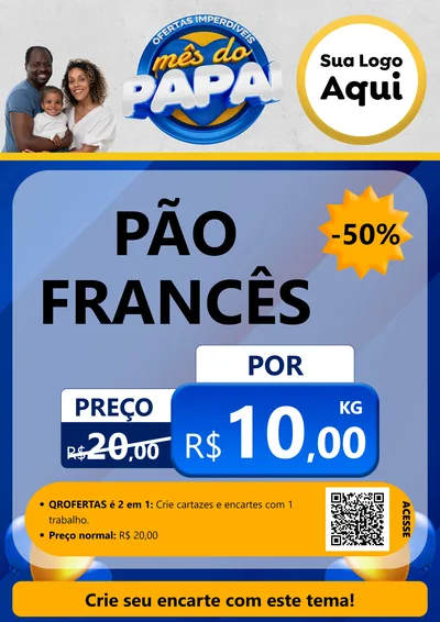Modelo de Cartaz para Cartaz A4 Vertical com o tema Ofertas Imperdíveis Mês Do Papai para Padaria