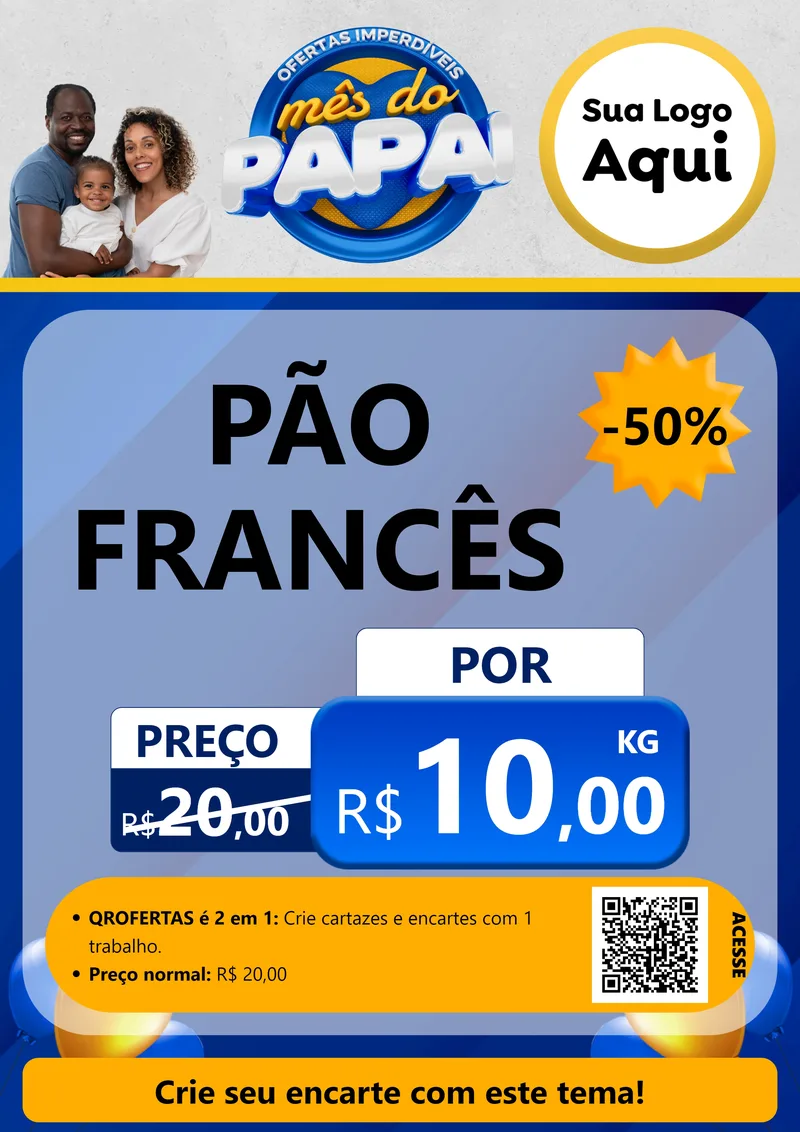 Modelo de Cartaz para Cartaz A4 Vertical com o tema Ofertas Imperdíveis Mês Do Papai para Padaria