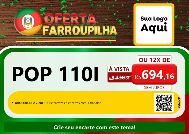 Modelo de Cartaz para Cartaz A4 Horizontal com o tema Oferta Farroupilha para Concessionaria de Motos