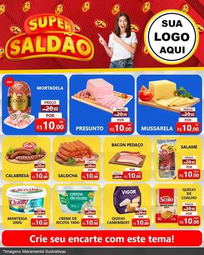 Modelo de Rede Social para Feed Instagram com o tema Super Saldão para Frios e Laticínios
