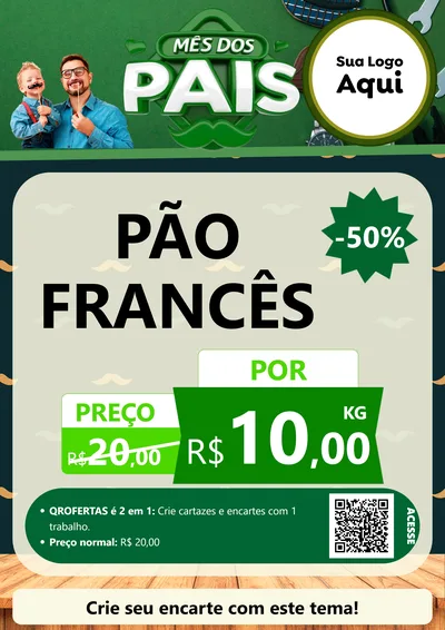 Modelo de Cartaz para Cartaz A4 Vertical com o tema Mês dos Pais para Padaria