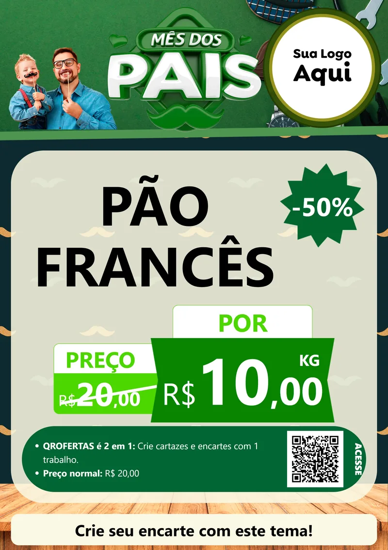 Modelo de Cartaz para Cartaz A4 Vertical com o tema Mês dos Pais para Padaria