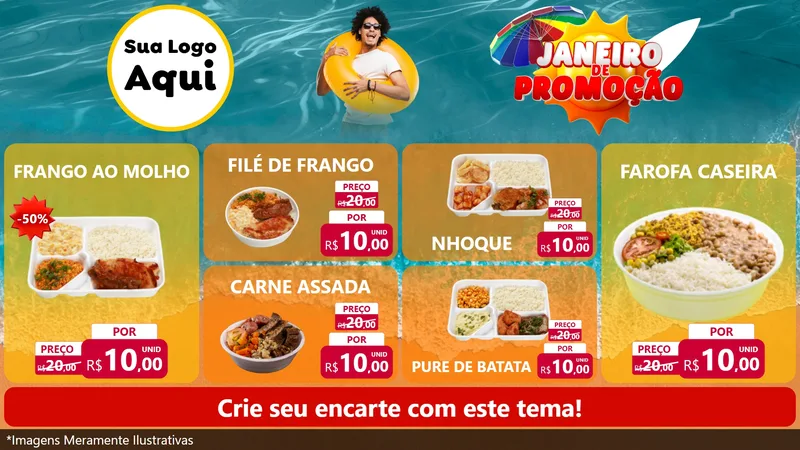 Modelo de TV para TV Horizontal com o tema Janeiro de Promoção para Restaurante