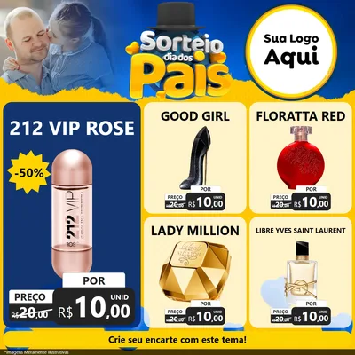 Modelo de Rede Social para Feed Facebook com o tema Sorteio Dia Dos Pais para Perfumes