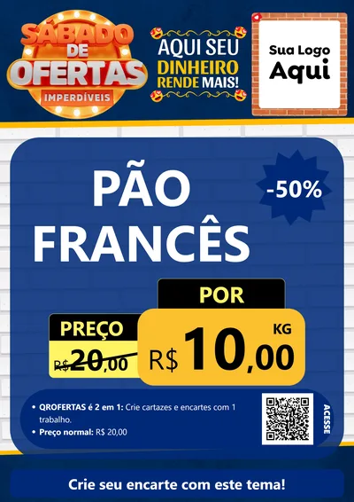 Modelo de Cartaz para Cartaz A4 Vertical com o tema Sábado de Ofertas Imperdíveis para Padaria