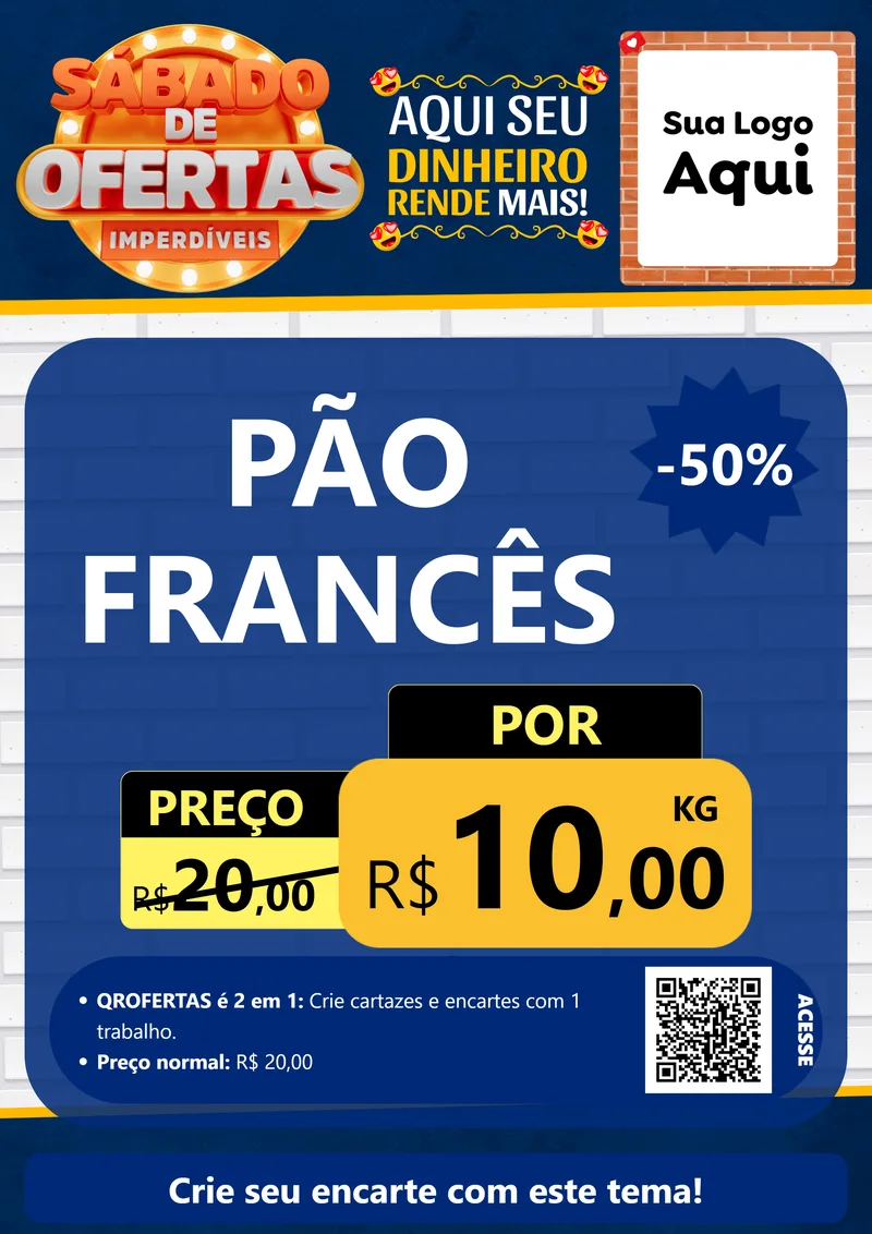 Modelo de Cartaz para Cartaz A4 Vertical com o tema Sábado de Ofertas Imperdíveis para Padaria