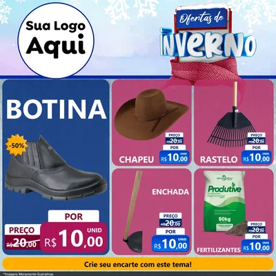 Modelo de Rede Social para Feed Facebook com o tema Ofertas de Inverno para Agropecuária