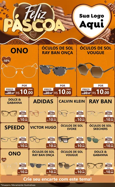 Modelo de Encarte para Encarte Grande com o tema Feliz Páscoa para Óticas