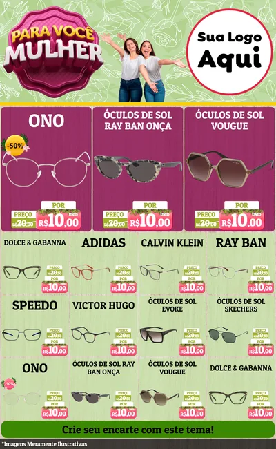Modelo de Encarte para Encarte Grande com o tema Para Você Mulher para Óticas