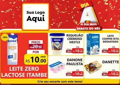 Modelo de Encarte para Encarte A4 Horizontal com o tema Dia A o Dia Mais Barato do Mês para Frios e Laticínios