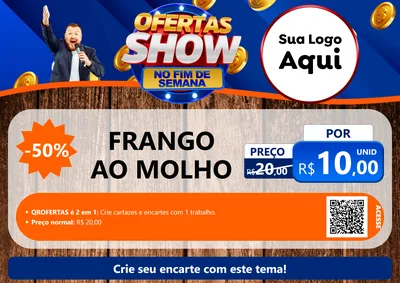 Modelo de Cartaz para Cartaz A4 Horizontal com o tema Ofertas Show No Fim De Semana para Restaurante