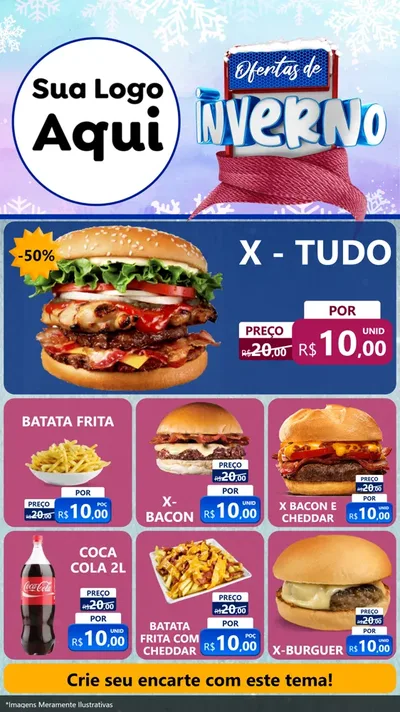 Modelo de Rede Social para Stories com o tema Ofertas de Inverno para Hamburgueria