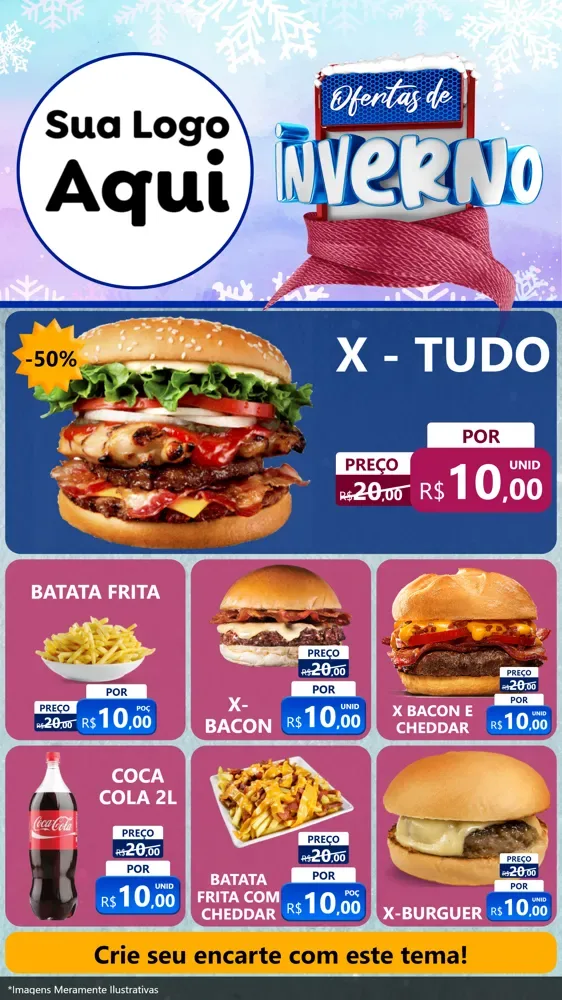 Modelo de Rede Social para Stories com o tema Ofertas de Inverno para Hamburgueria