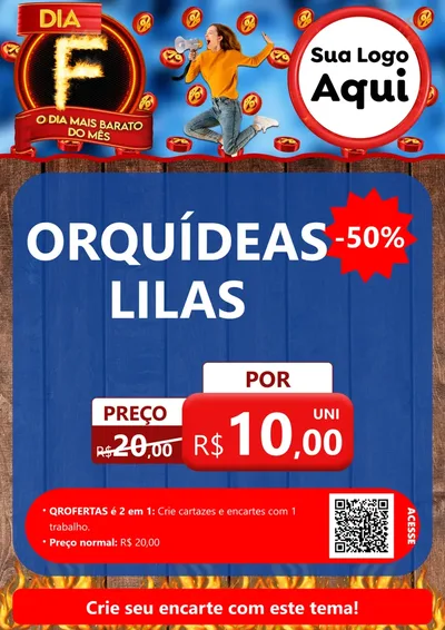 Modelo de Cartaz para Cartaz A4 Vertical com o tema Dia F - O Dia Mais Barato Do Mês para Floricultura e jardim