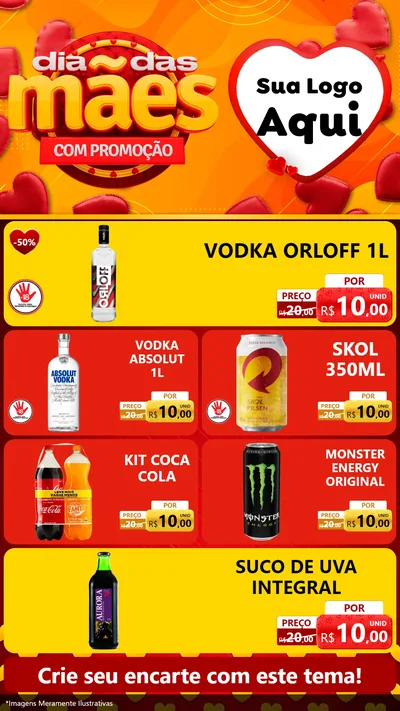 Modelo de TV para TV Vertical com o tema Dia das Mães com Promoção para Distribuidora de bebidas