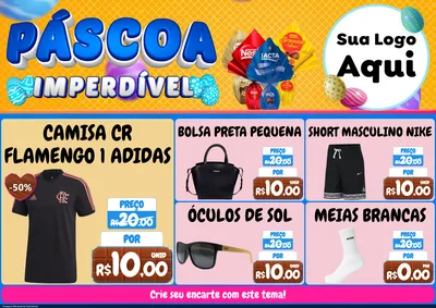 Modelo de Encarte para Encarte A4 Horizontal com o tema Páscoa Imperdível para Roupas e acessórios