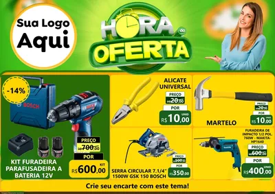 Modelo de Encarte para Encarte A4 Horizontal com o tema Hora da Oferta para Maquinas e Ferramentas