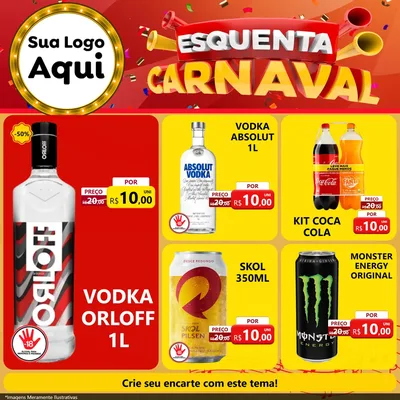 Modelo de Rede Social para Feed Facebook com o tema Esquenta Carnaval para Distribuidora de bebidas