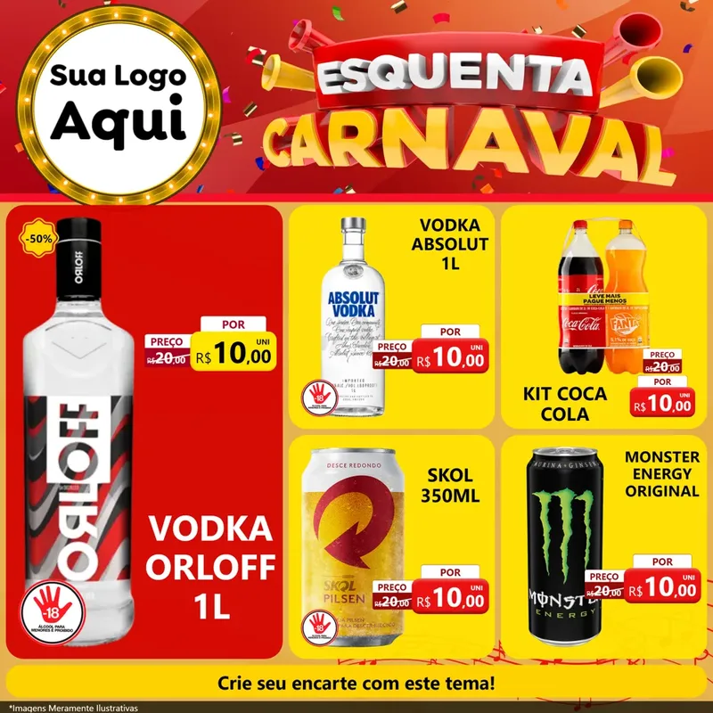 Modelo de Rede Social para Feed Facebook com o tema Esquenta Carnaval para Distribuidora de bebidas
