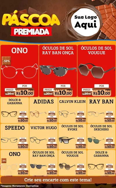 Modelo de Encarte para Encarte Grande com o tema Páscoa Premiada para Óticas
