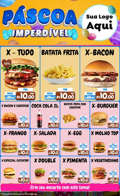 Modelo de Encarte para Encarte Grande com o tema Páscoa Imperdível para Hamburgueria