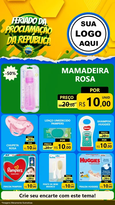 Modelo de Rede Social para Stories com o tema Feriado da Proclamação da República para Bebês