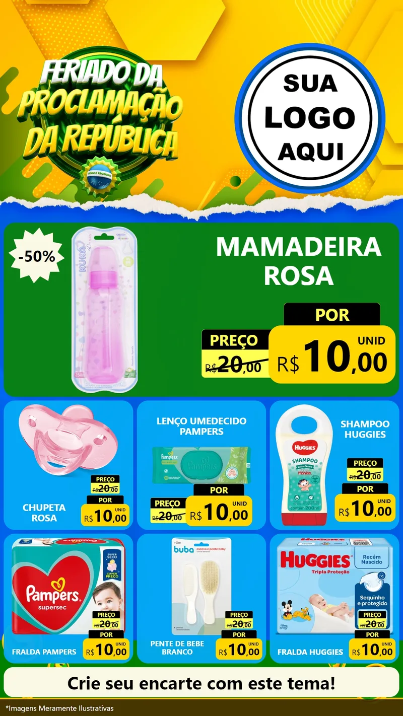 Modelo de Rede Social para Stories com o tema Feriado da Proclamação da República para Bebês