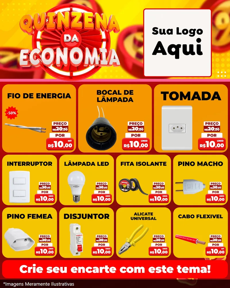 Modelo de Rede Social para Feed Instagram com o tema Quinzena Da Economia para Materiais Elétricos