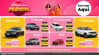 Modelo de TV para TV Horizontal com o tema Semana das Mulheres para Concessionaria de Carros