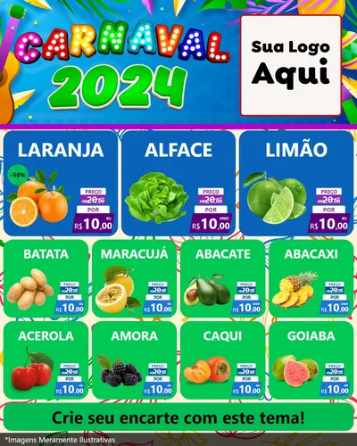 Modelo de Rede Social para Feed Instagram com o tema Carnaval 2027 para Hortifrúti