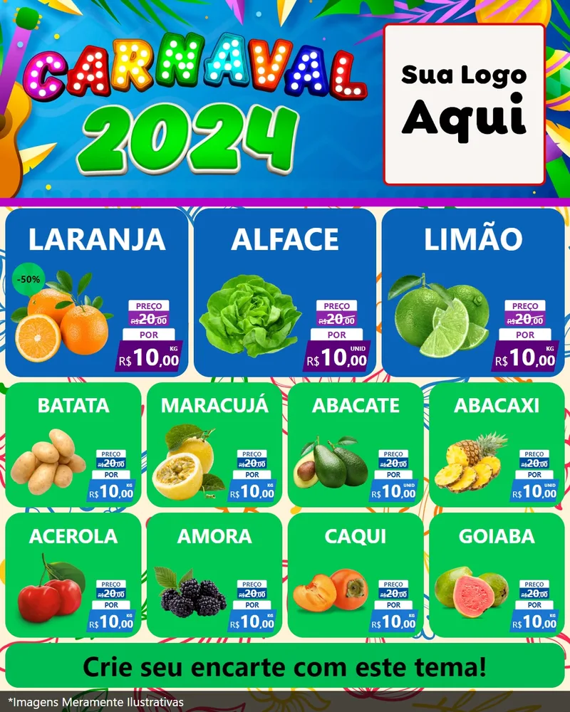 Modelo de Rede Social para Feed Instagram com o tema Carnaval 2027 para Hortifrúti