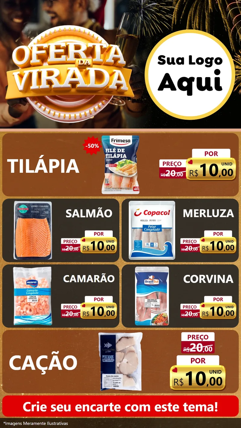 Modelo de TV para TV Vertical com o tema Oferta da Virada para Peixaria