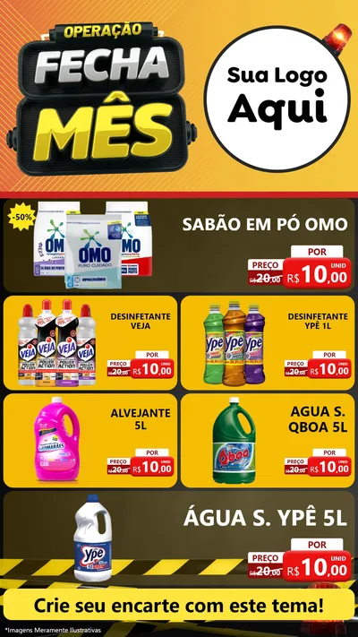 Modelo de TV para TV Vertical com o tema Operação Fecha Mês para Produtos de Limpeza