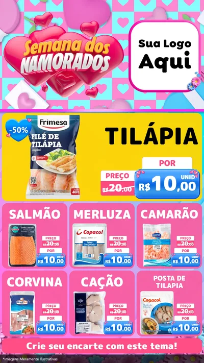Modelo de Rede Social para Stories com o tema Semana dos Namorados para Peixaria